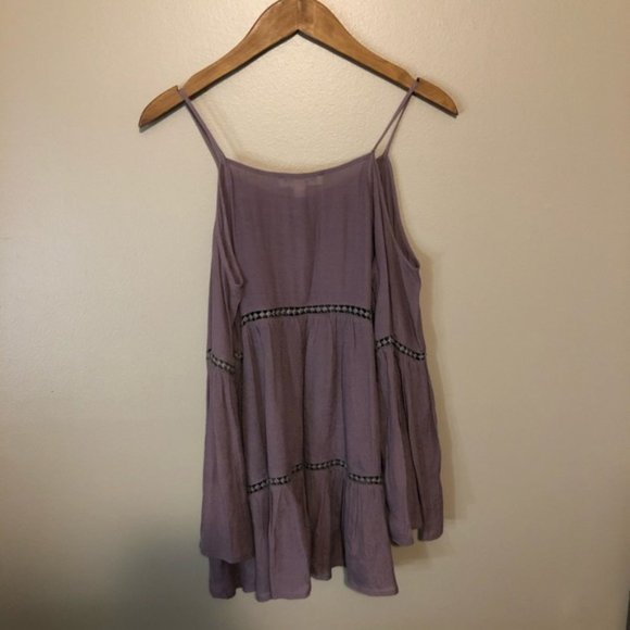 Purple Boho Cold Shoulder Top w/ Bell Sleeves - Picture 4 of 4